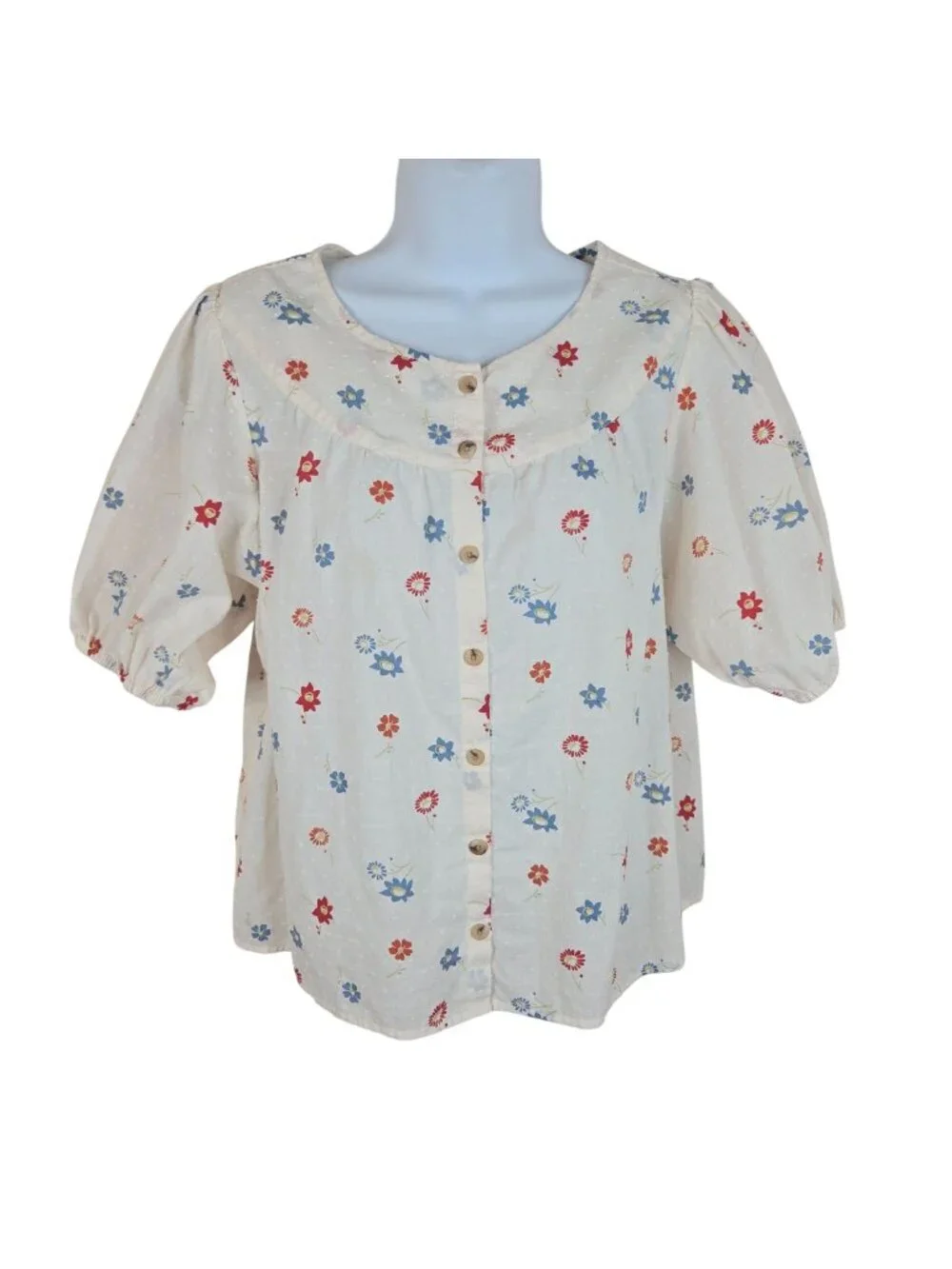 Madewell Prose Shirt Dotted Floral Heyday Size M Off White Ditzy Print